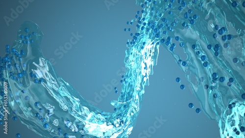 H2 Wasserstoffmoleküle im Strudel - 3D Illustration
