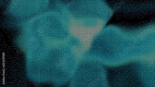 Moving spots in pixel image. Motion. Beautiful pixel glow on black background. Moving spots of colored radiance in pixel image