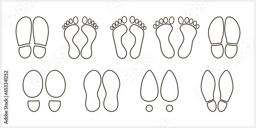 Foot print foot shoes icon isolated. Human footprint silhouette. Footcare Travel barefoot. Vector illustration EPS 10