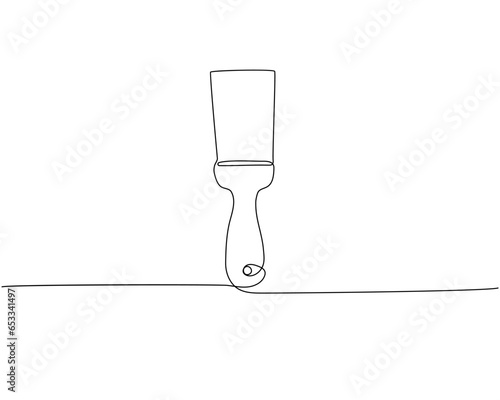 Small spatula for plaster one line art. Continuous line drawing of repair, professional, hand, people, concept, support, maintenance.