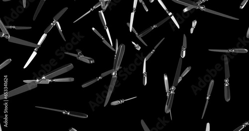 Knives falling slow motion animation