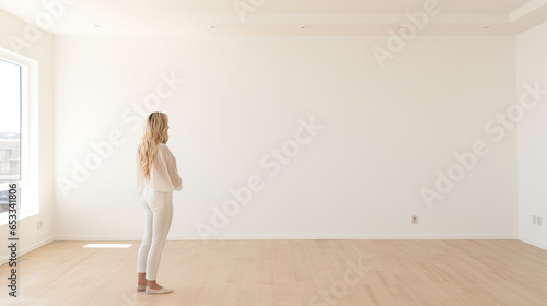 woman realtor in empty apartment