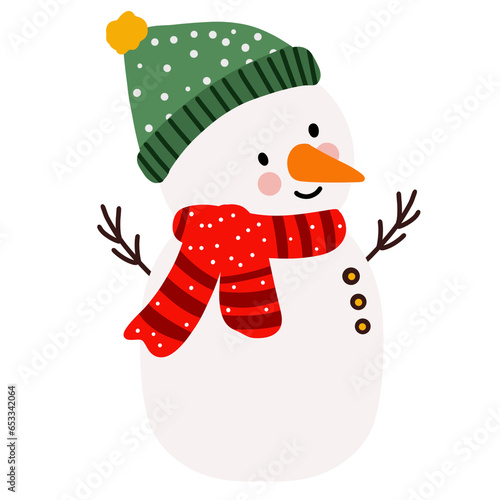 snowman with a scarf on Christmas time 