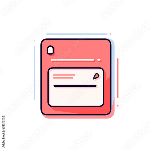 library card vector icon in minimalistic, black and red line work, japan web