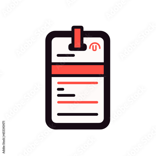 library card vector icon in minimalistic, black and red line work, japan web