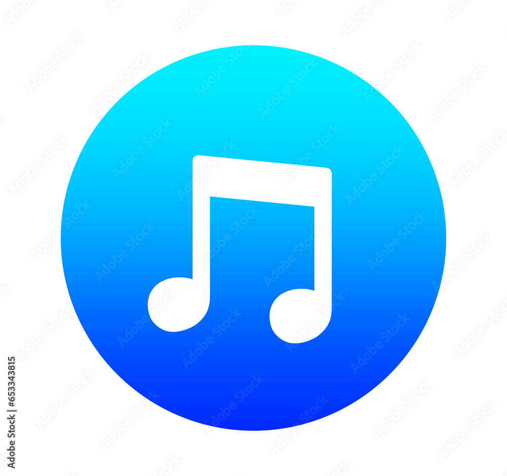 青いグラデーションの音符マーク 青いグラデーションの音符マーク