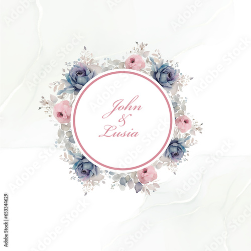 wedding invitation with floral background watercolor