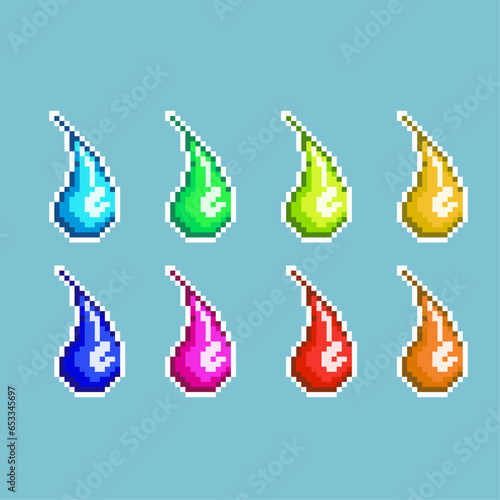 Pixel art sets water item loots of with variation color item asset simple bits of water on pixelated style 8bits perfect for game asset or design asset element for your game design asset