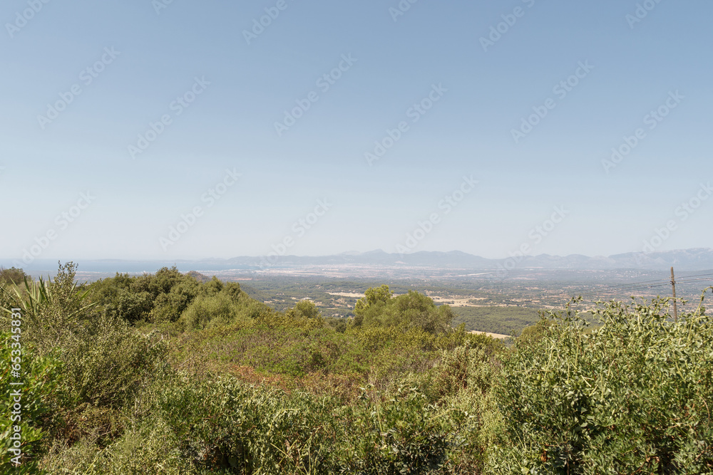 Landscape of Mallorca island from Santuario de Cura, Algaida, Mallorca, Spain