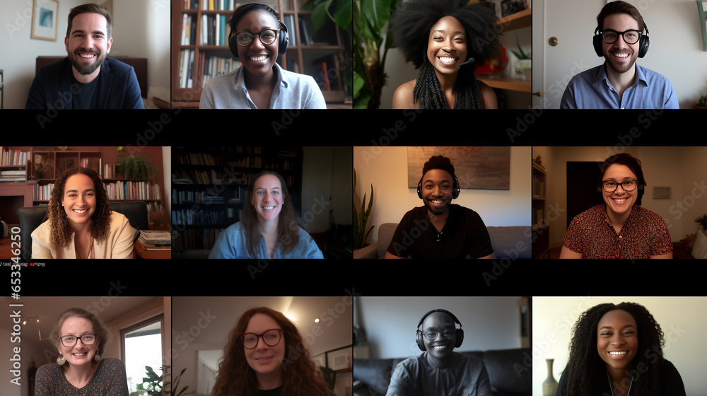 Obraz premium photos of people in group classes, video conference