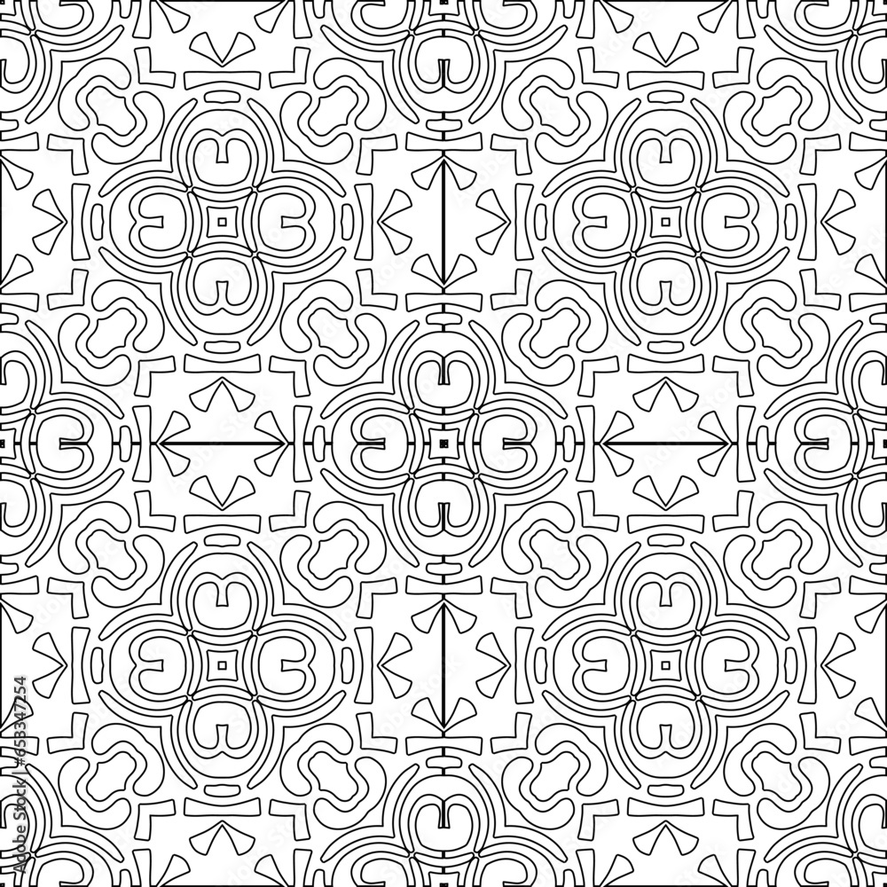 Black lines on white background.
Wallpaper with figures from lines. Abstract geometric black and white pattern for web page, textures, card, poster, fabric, textile. Monochrome repeating design. Black lines on white background.
Wallpaper with figures from lines. Abstract geometric black and white pattern for web page, textures, card, poster, fabric, textile. Monochrome repeating design.