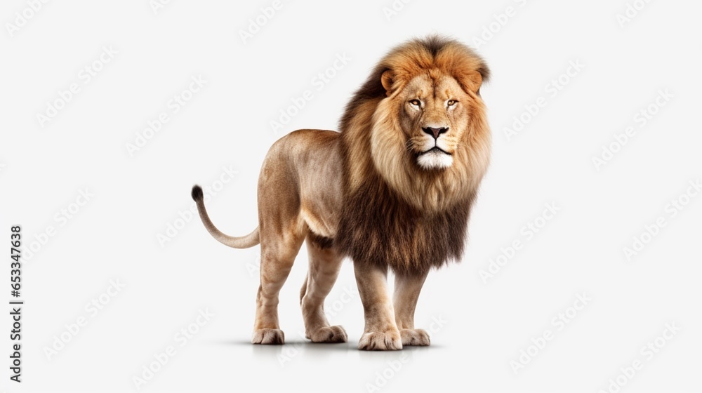 Lion realistic isolated 8k white background.Generative AI