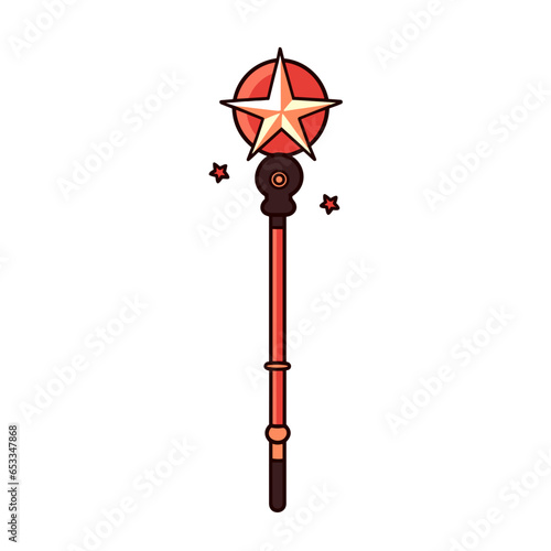 Magic wand vector icon in minimalistic, black and red line work, japan web
