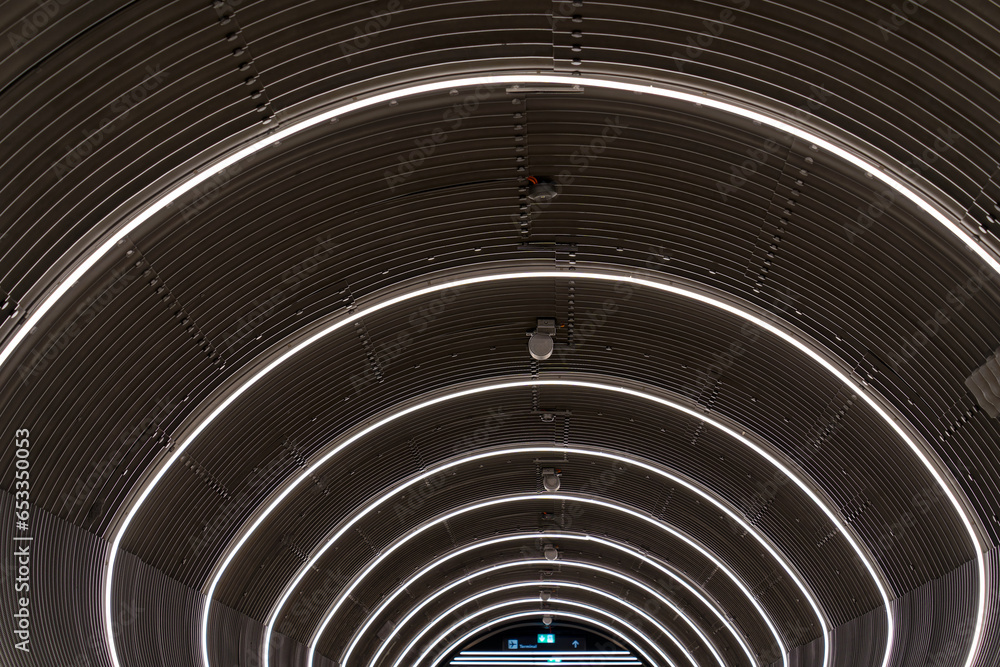 Obraz premium Scenic view of subway connecting The Circle with the Zürich Kloten Airport on a autumn day. Photo taken September 27th, 2023, Kloten, Canton Zurich, Switzerland.
