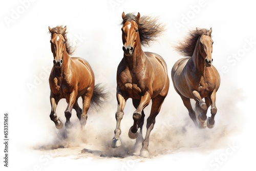 three galloping horses