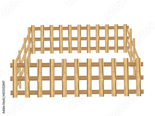Wooden fence on a white background.