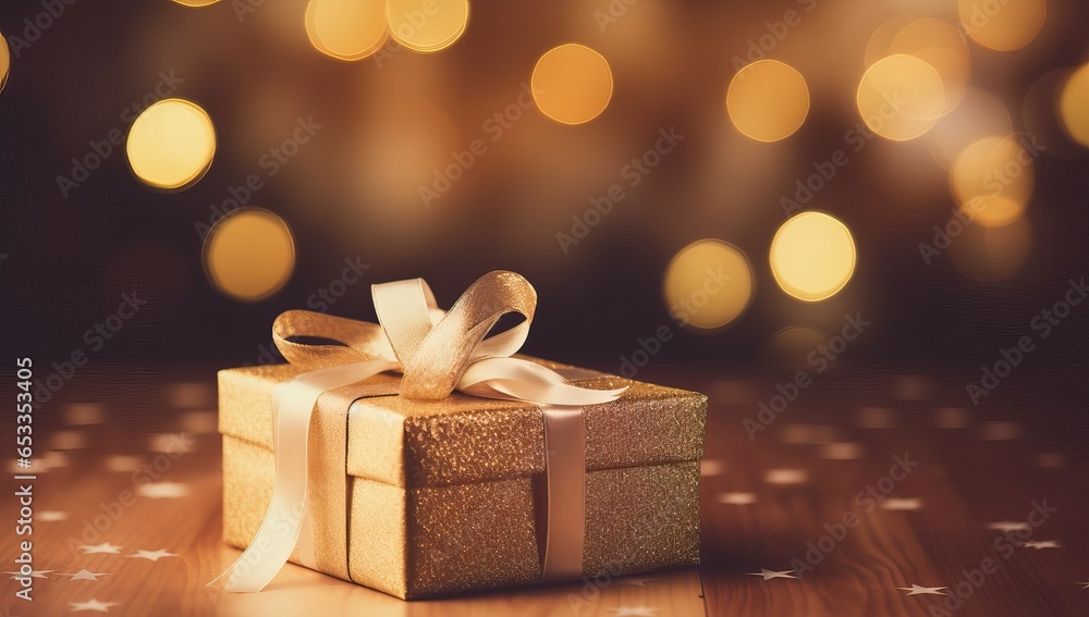 Gift box with defocused lights on background. Gift box with defocused lights on background.