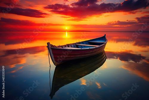 Serenity at Midnight: Boat on Pristine Waters