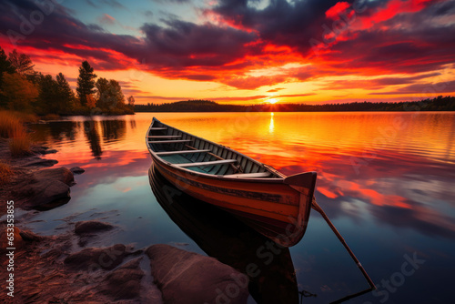 Sunset Dreams  Boat Drifting on Calm Waters
