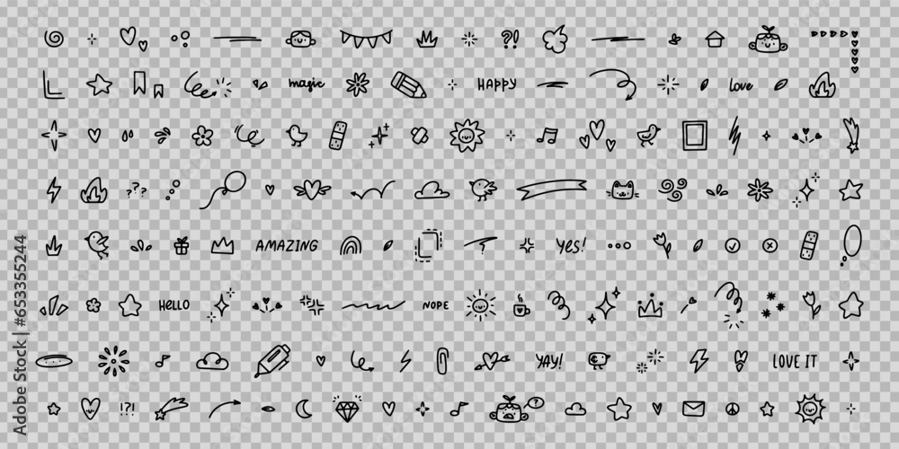 Big set of cute hand drawn doodles. Vector scribbles Stock Vector ...