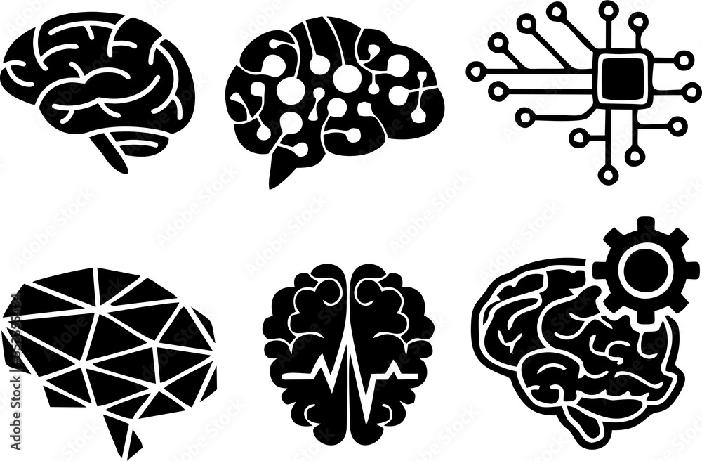 Gyrus brain icons. Neurological intellectual smart learning icons. Modern new Neurology brainstorm concept images in high resolution on white background. - obrazy, fototapety, plakaty 