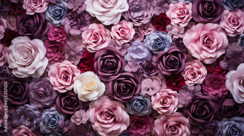 Artificial Flowers Wall for Background in vintage