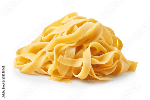 Italian Pasta Tagliatelle on a white background