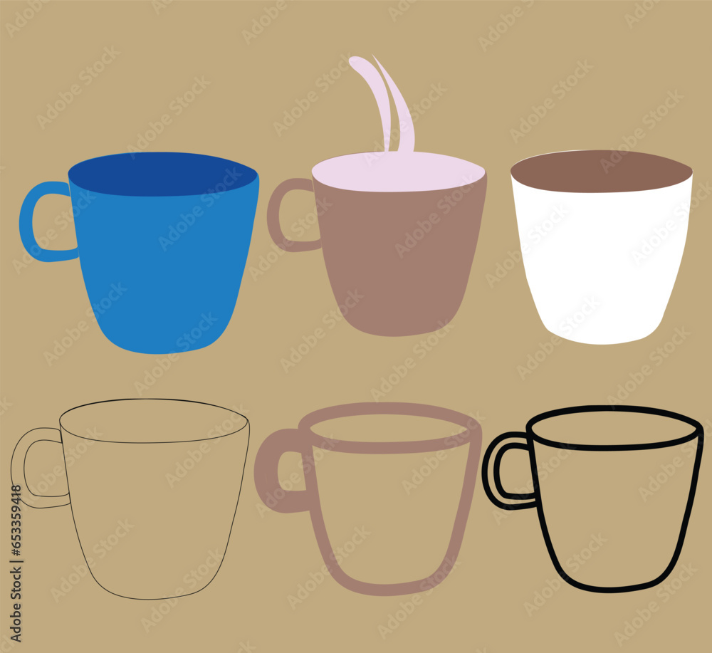 Obraz premium coffee cup and Coffee bean vector illustrations set design