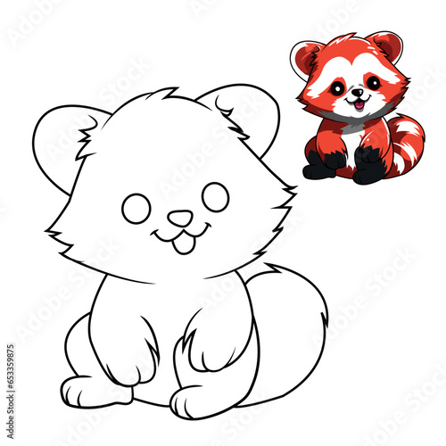 red panda coloring page for kids