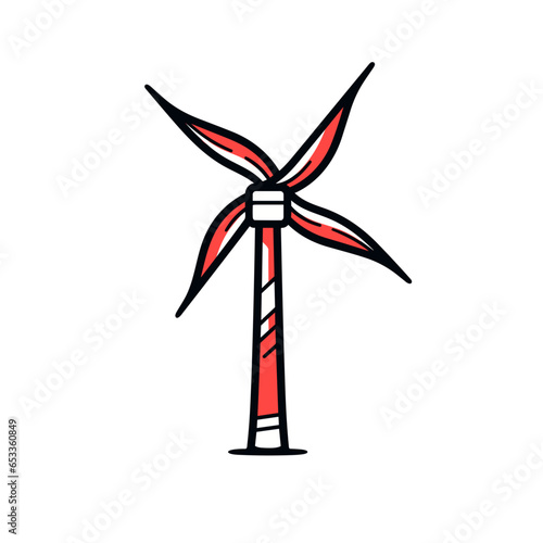 Wind vector icon in minimalistic, black and red line work, japan web