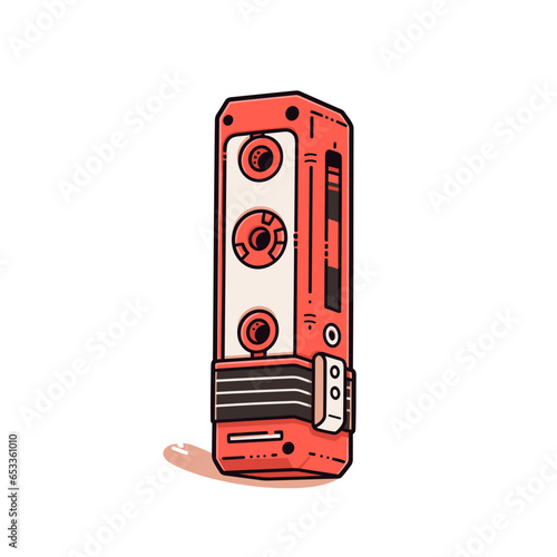 Recorder vector icon in minimalistic, black and red line work, japan web