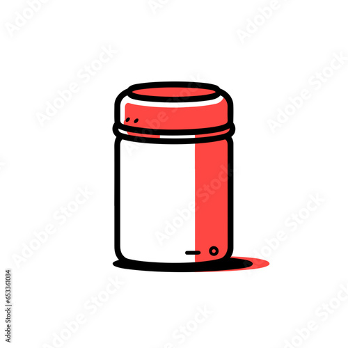 Film canister vector icon in minimalistic, black and red line work, japan web