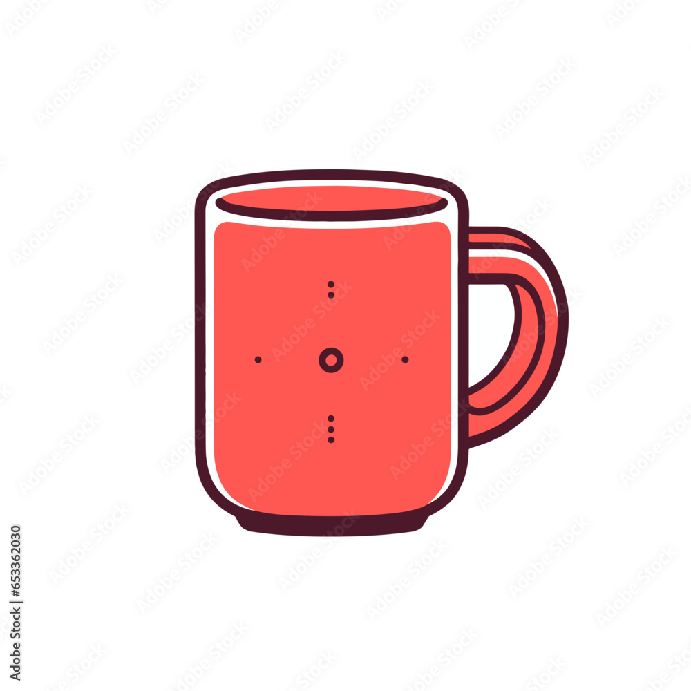 Coffee Mug vector icon in minimalistic, black and red line work, japan web Coffee Mug vector icon in minimalistic, black and red line work, japan web