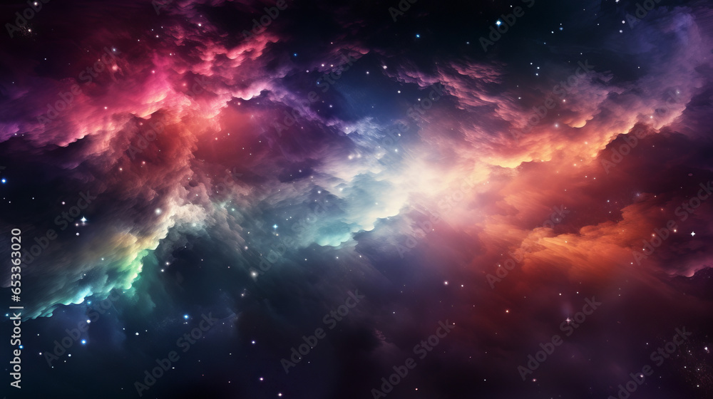Beautiful space background. Stars and colored stardust.