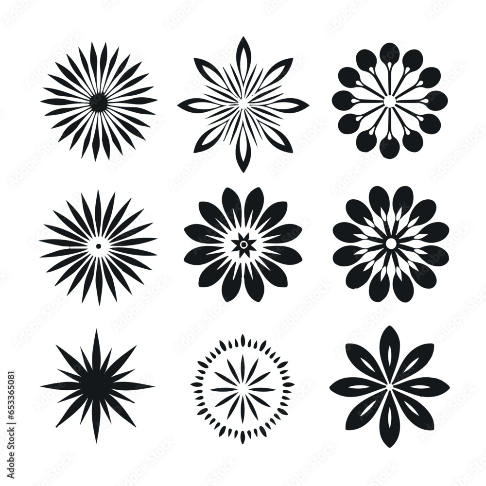 set of flowers. Simple abstract line art flower set for projects. Black and white flower set. Minimalist black and white flower set of flowers. Simple abstract line art flower set for projects. Black and white flower set. Minimalist black and white flower