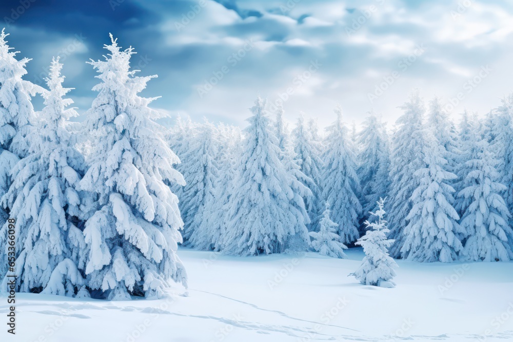 Winter Background with Snow, Frost, and Pine Trees: Perfect for White Christmas Decorations and Holiday Wallpaper, Generative AI Winter Background with Snow, Frost, and Pine Trees: Perfect for White Christmas Decorations and Holiday Wallpaper, Generative AI
