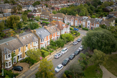 Aerial view of residential houses in south west London photo