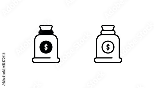 Money Bag icon design with white background stock illustration