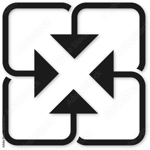 icon of four curving arrows sweep inward to point at the center. arrow icon. arrow logo. vector illustration 