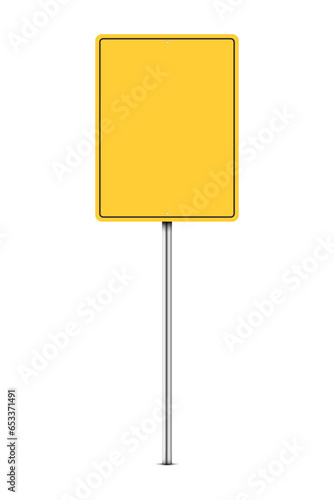 realistic vector mockup of yellow road sign. 