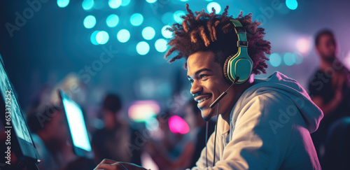 Gamer, professional player, e-sport concept, participant  in competition using video games