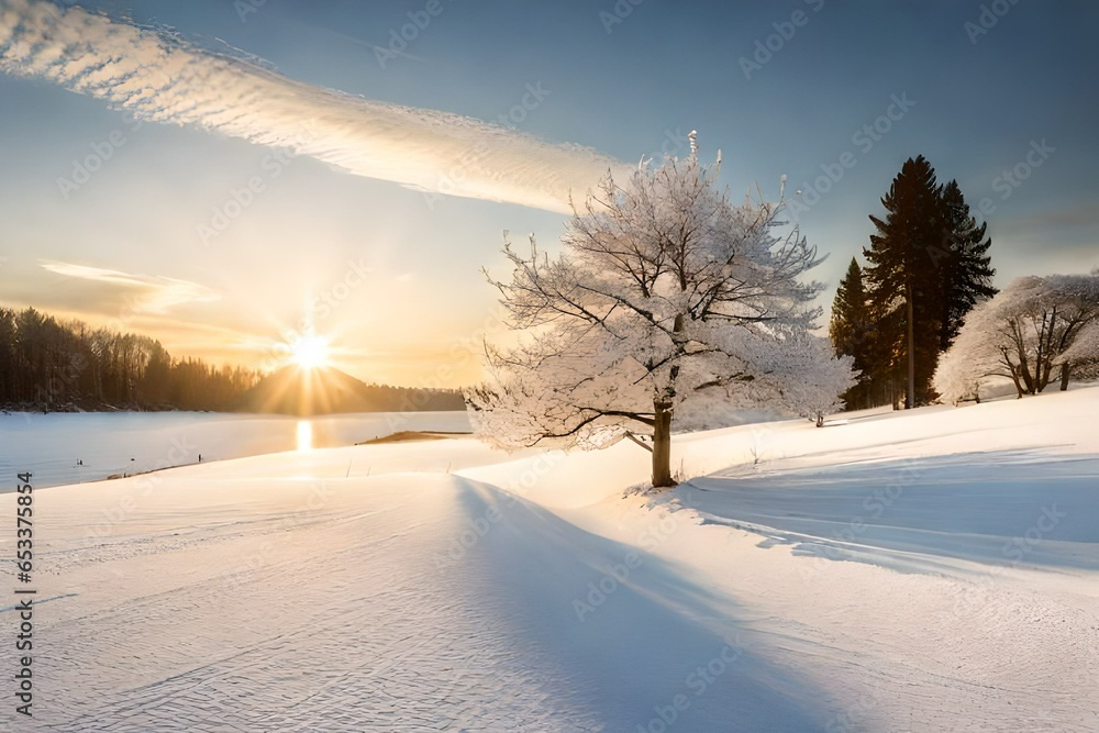 winter landscape with snow covered trees winter landscape with snow covered trees