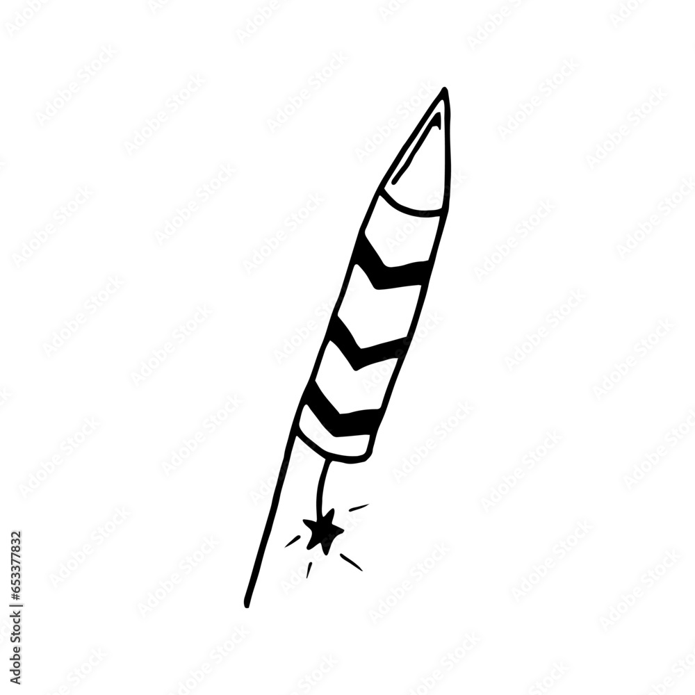 Cute hand-drawn firecracker. Hand-drawn vector illustration. Winter element for greeting cards, posters, stickers, and seasonal design. Cute hand-drawn firecracker. Hand-drawn vector illustration. Winter element for greeting cards, posters, stickers, and seasonal design.