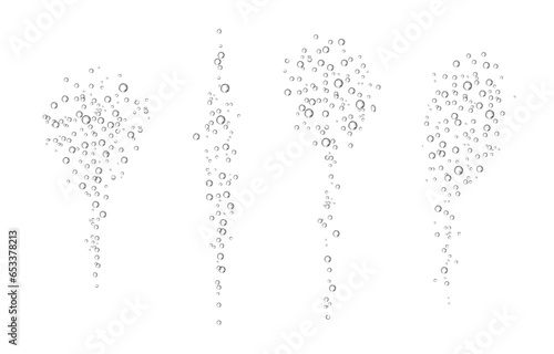 Oxygen air bubbles  flow  in water on white  background.