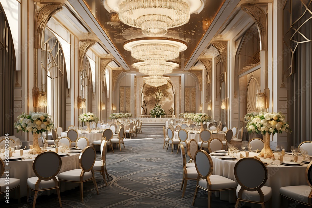 Banquet hall interior design Stock Illustration | Adobe Stock