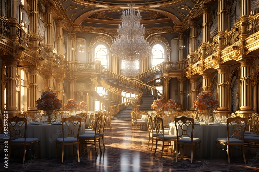 Banquet hall interior design Stock Illustration | Adobe Stock