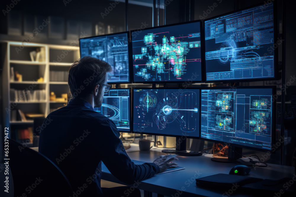 An engineer is using creative methods to design a set of intelligent system equipment An engineer is using creative methods to design a set of intelligent system equipment