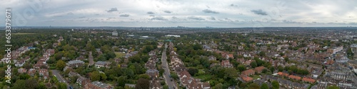London- Panoramic view of London residential houses from Wimbledon area SW19