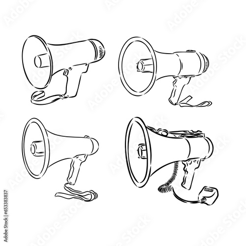 Megaphone, bullhorn sketch. Hand-drawn vintage vector illustration