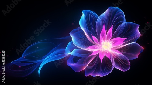 vibrant cyber holographic flower wallpaper - neon blossom wireframe background